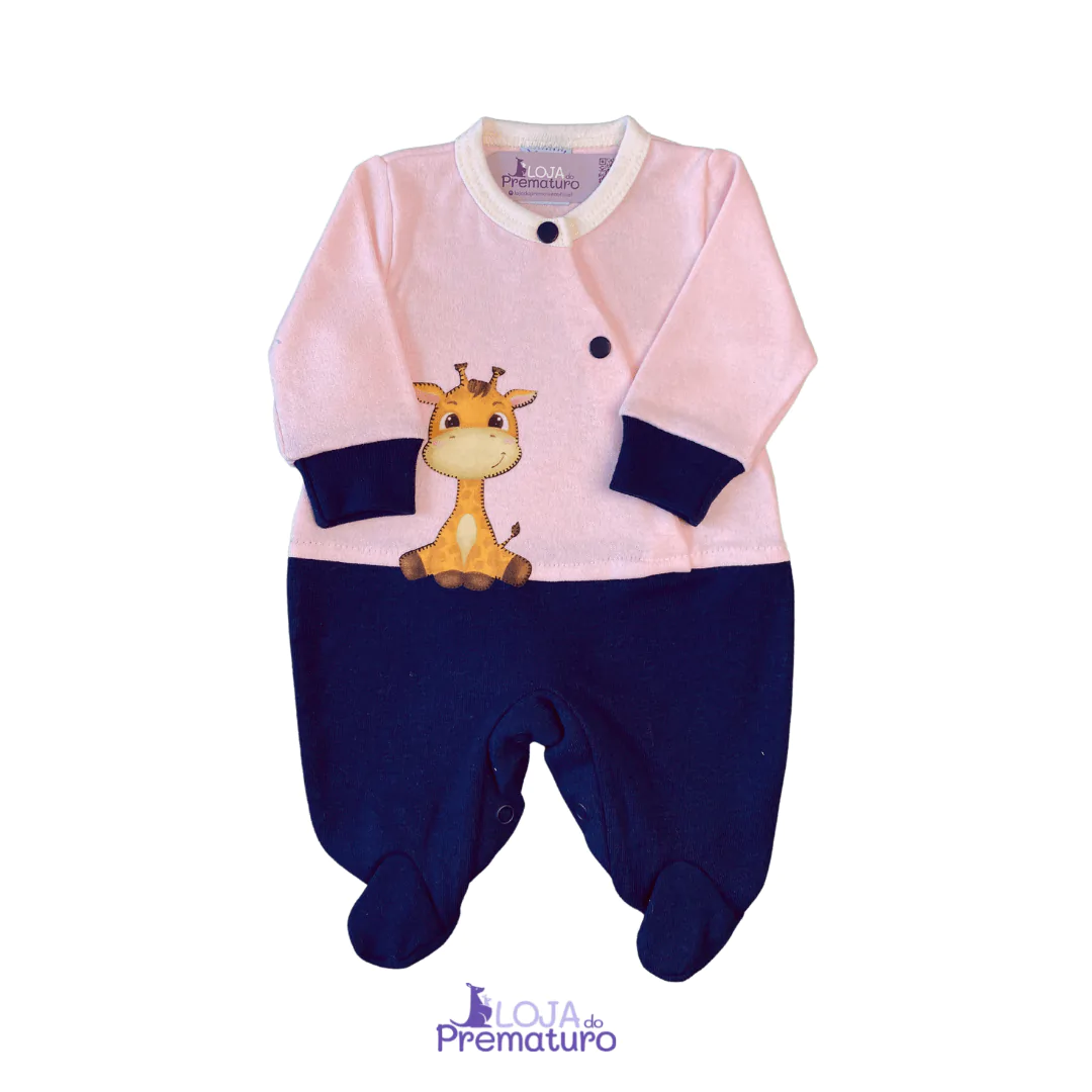 MACACÃO PREMATURO COM PÉ MESCLADO ROSA 1 Macacão Prematuro Mesclado Com Pé Rosa - Imagem 1