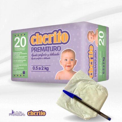 Fralda para bebês prematuros de 0.5 até 2kg  C/ 20 unidades - tamanho prematuro - Cherito