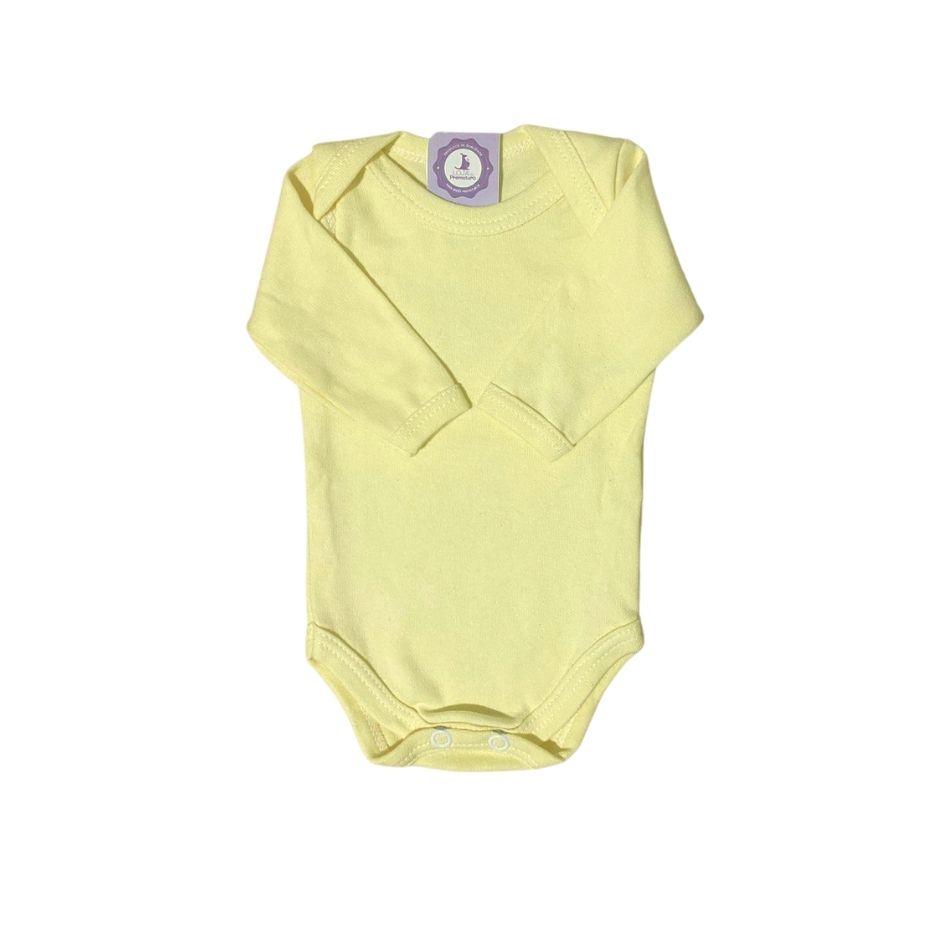 bodie-prematuro-roupa-para-bebe-prematuro-loja-do-prematuro (10) Body Prematuro 100% Algodão Liso Unissex Amarelo - Imagem 1