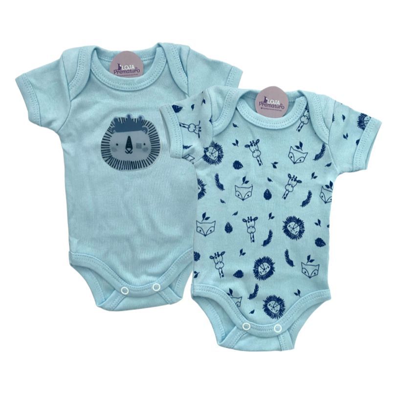 kit-bodie-prematuro-roupa-para-bebe-prematuro-loja-do-prematuro (2) Kit Prematuro 2 Bodies Verão Manga Curta 100% Algodão Azul - Imagem 1