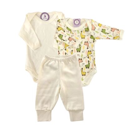 Kit Prematuro 2 Bodies e 1 Culote 100% Algodão Ilhama Bege