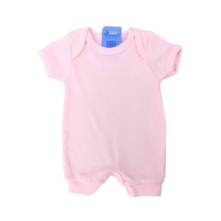 Macacão Prematuro Curto Verão Liso Rosa Bebê