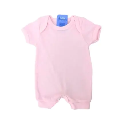 Macacão Prematuro Curto Verão Liso Rosa Bebê