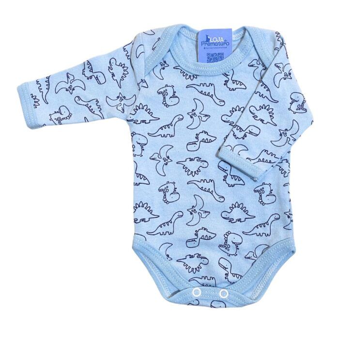 Kit Prematuro 2 Bodies e 1 Culote 100% Algodão Dino Azul Marinho - Imagem 2