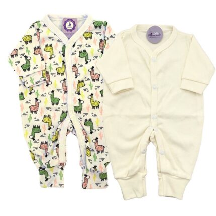 Kit Macacão Prematuro Botão Pé Reversível 2 Peças Ilhama Bege