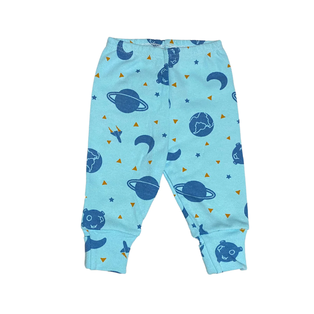 Kit-body-culote-prematuro-roupa-para-bebe-prematuro-loja-do-prematuro Culote Prematuro Calça Pé Reversível 100% Algodão Azul Bebê Planetas - Imagem 1