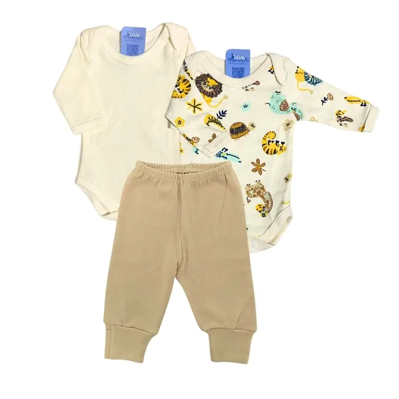 Kit-body-culote-prematuro-roupa-para-bebe-prematuro-loja-do-prematuro (3) Kit Prematuro 2 Bodies e 1 Culote 100% Algodão Leão Bege e Caramelo - Imagem 1